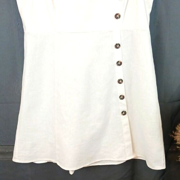 Copper Key white linen blend sleeveless button front detail mini dress XL - Picture 4 of 9
